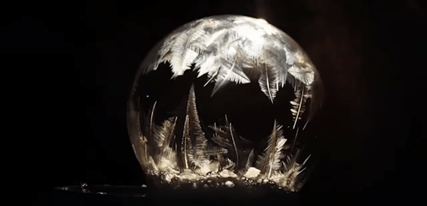 Watch soap bubbles freeze